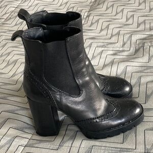 Zara Wingtip Leather Chelsea Ankle Boots